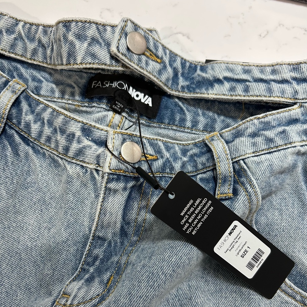 ❥𝖥𝖠𝖲𝖧𝖨𝖮𝖭𝗡𝗢𝗩𝗔: Keep Looking Waistband Straight Leg Jeans - Picture 7 of 12